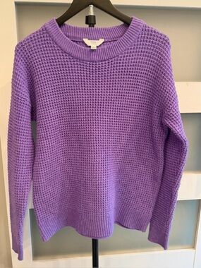 Time and Tru Lavender Waffle-Knit Crewneck Sweater